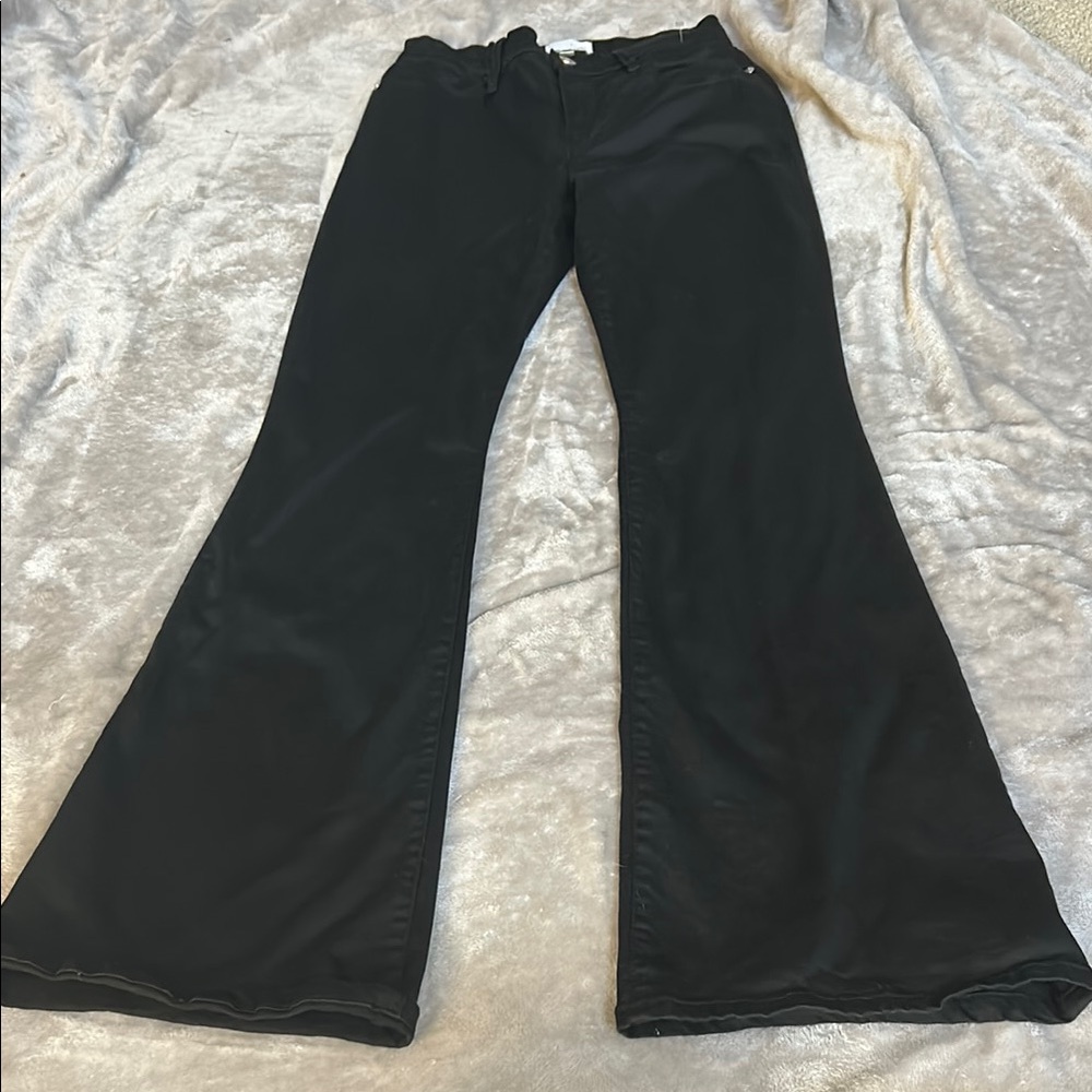 Frame le high sateen flare pant in noir